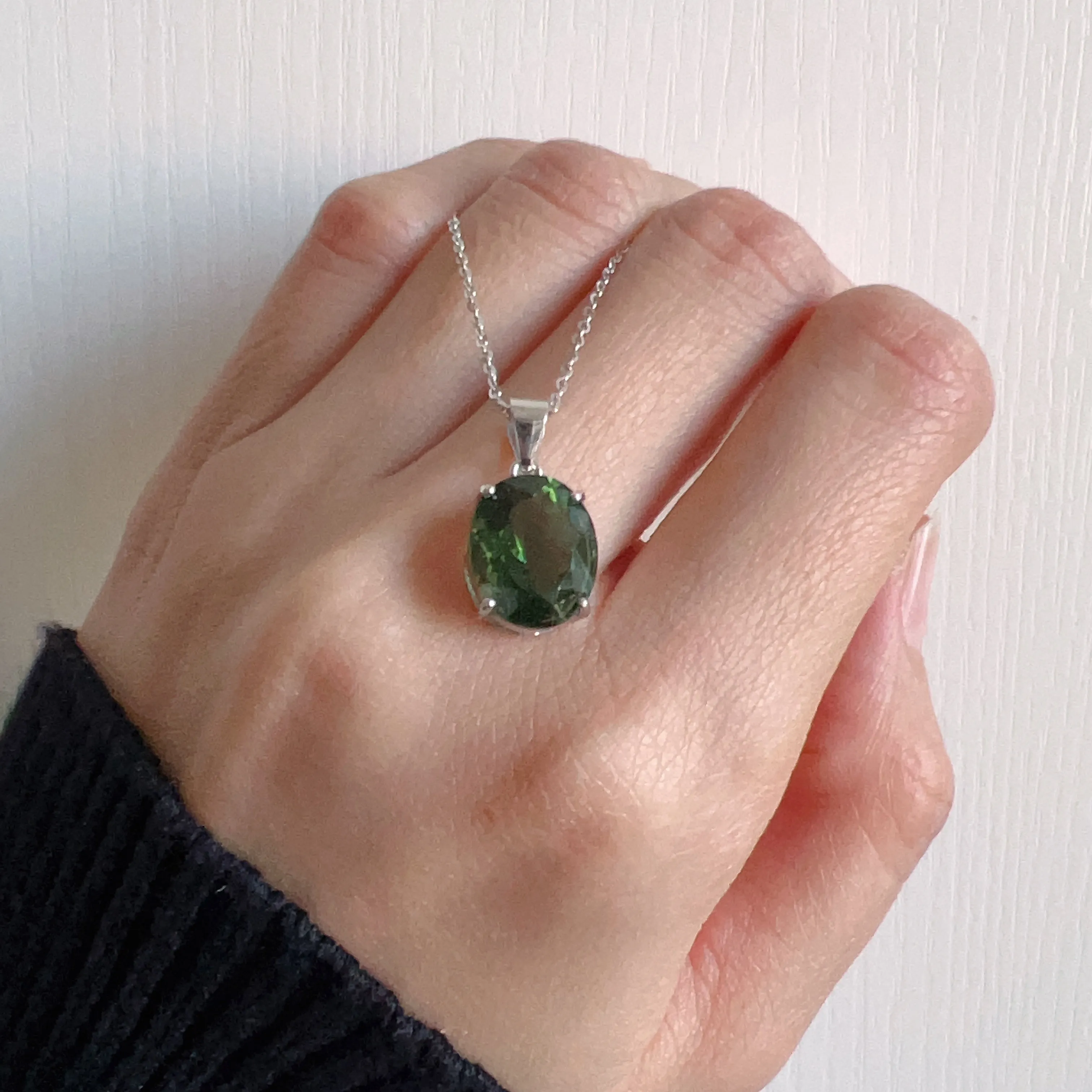 Top Grade Oval Cut Czech Moldavite Pendant Necklace Best Green Color | Rare High-frequency Healing Stone