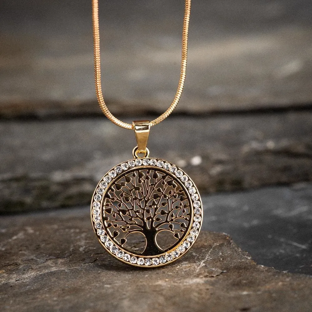 Tree of Life / Yggdrasil Ladies Pendant With Cubic Zirconia