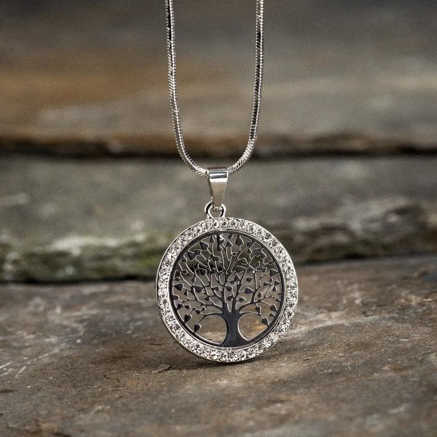 Tree of Life / Yggdrasil Ladies Pendant With Cubic Zirconia