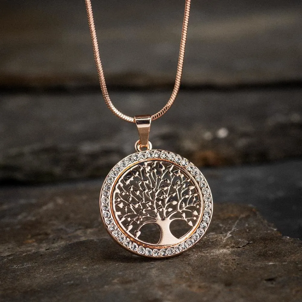 Tree of Life / Yggdrasil Ladies Pendant With Cubic Zirconia