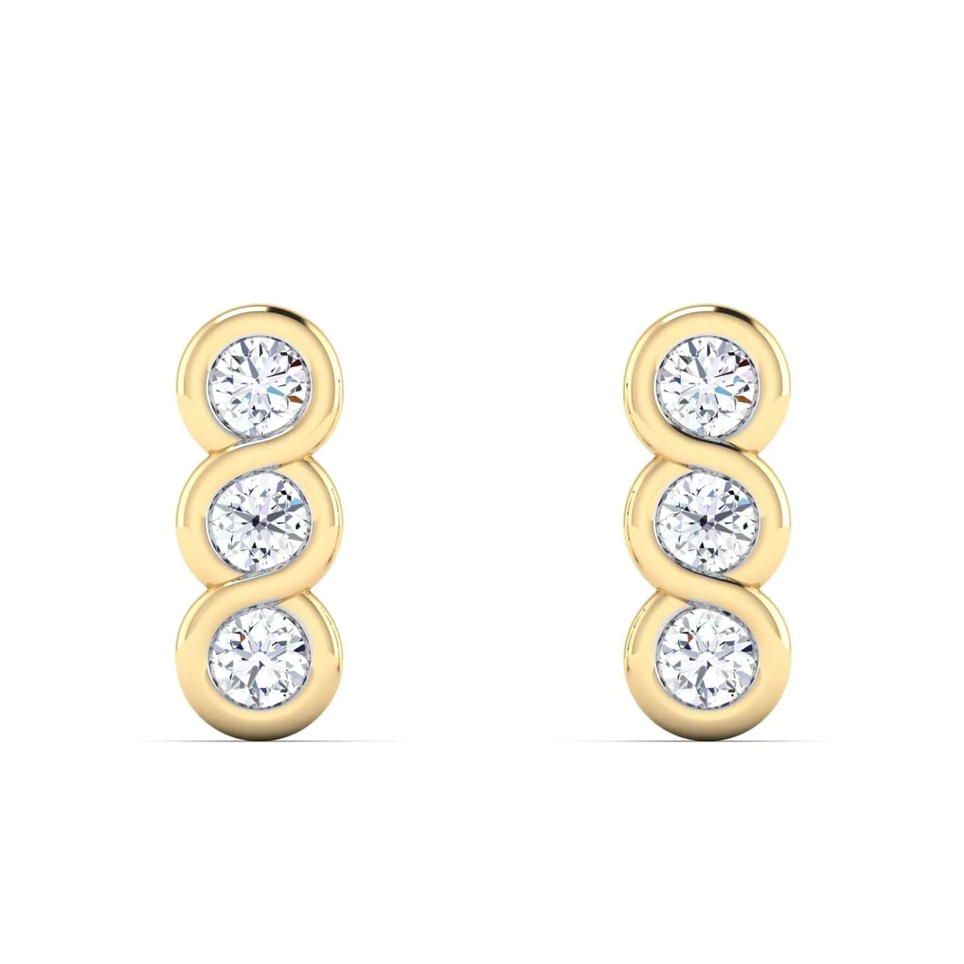 Trio Diamond Drop Earrings, Lab Grown