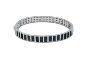 Twist Classic Black Sapphire Diamond Cigar Bangle set in White Gold