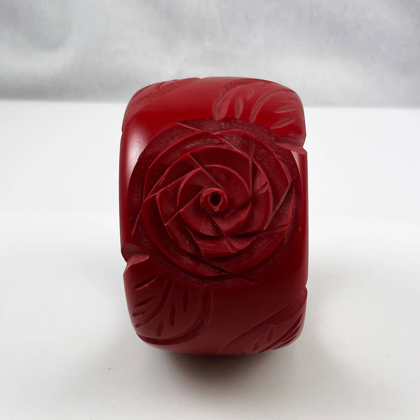 Wide Red Floral Resin Bangle Bracelet