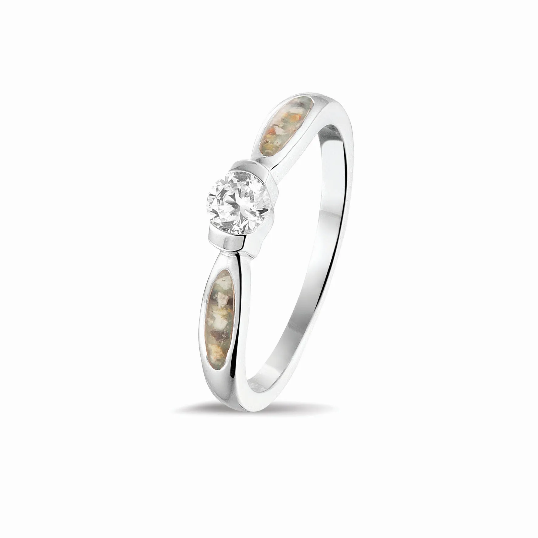 Zircon Ring with Crystal Resin Cremains Accents